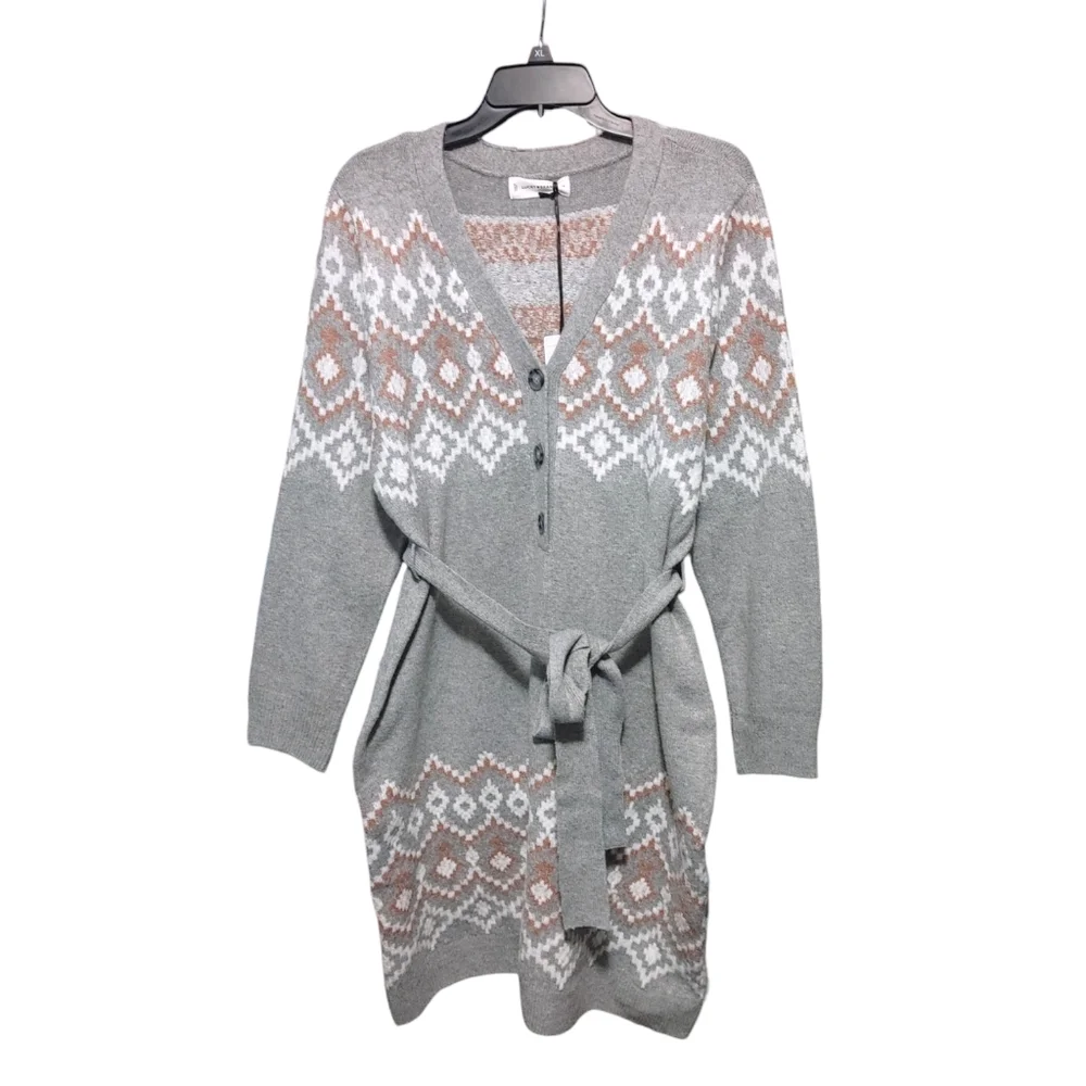 Lucky Brand Snowflake Geometric Cardigan Sweater Dress Women's Plus Size  2X NWT - Picture 4 of 12
